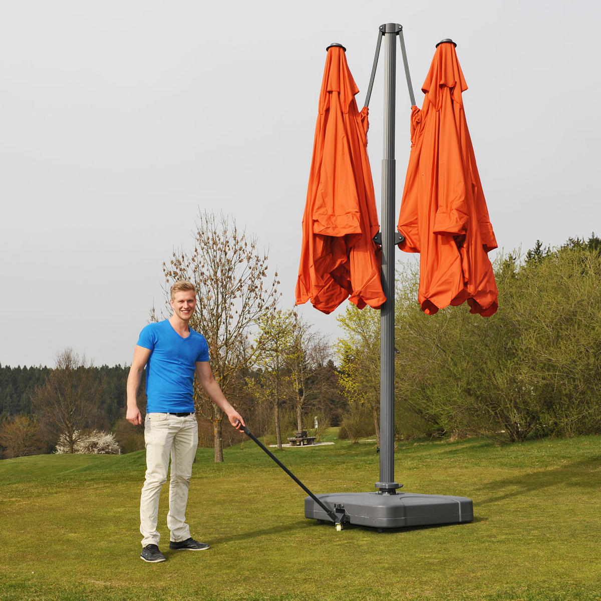 DOPPEL-AMPELSCHIRM Orange 297/620 cm - Orange, Metall (620/297cm) - MCW