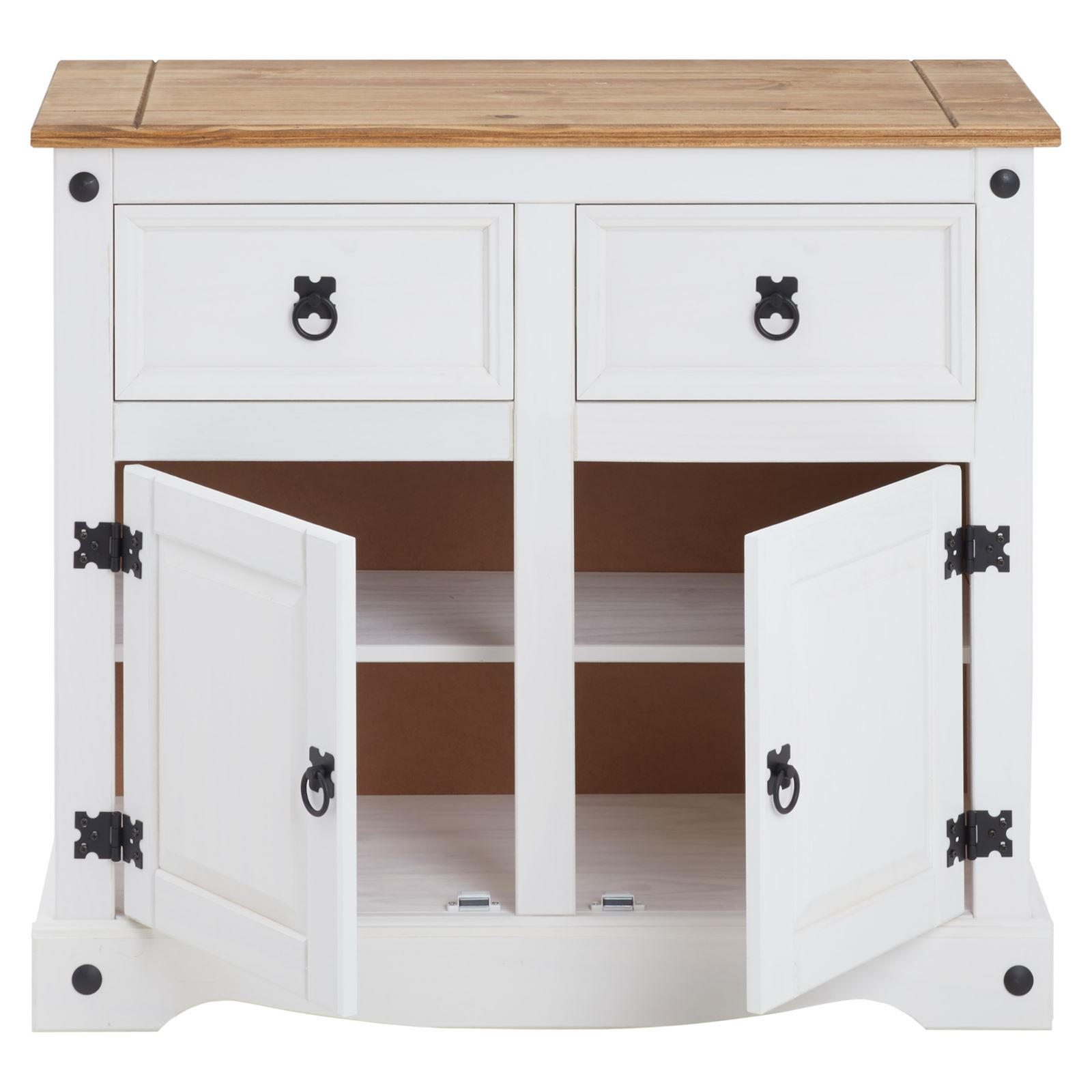 Thumbnail - CARO-Möbel Anrichte, Weiß, Braun, Holz, Kiefer, Vintage, 87x76x40 cm, Wohnzimmer, Kommoden & Sideboards, Kommoden