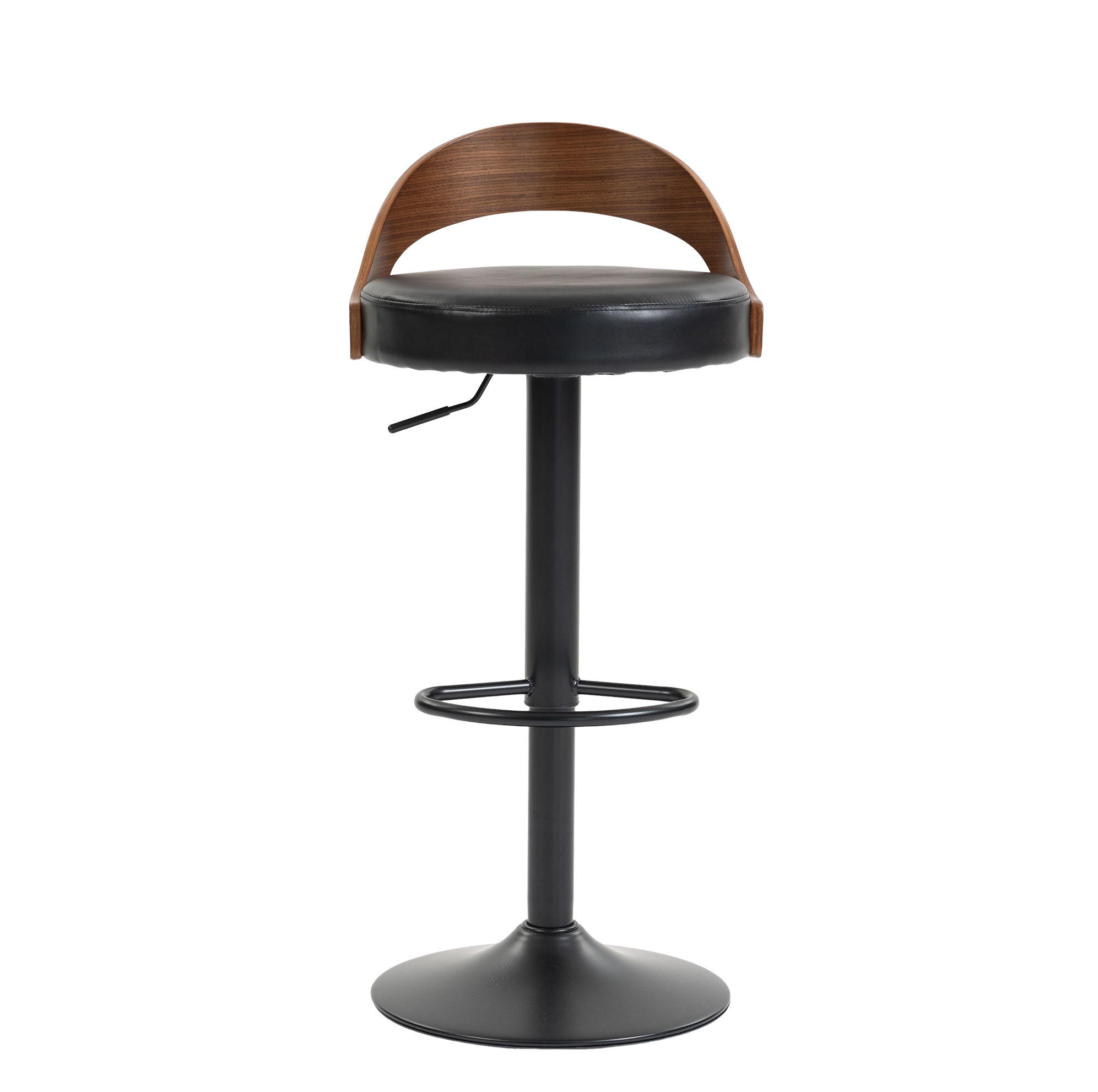 BARHOCKER 2er-Set drehbar höhenverstellbar PU Schwarz Walnussoptik - Schwarz, Metall (42/77/42.5cm) - Meubliv