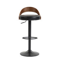 BARHOCKER 2er-Set drehbar höhenverstellbar PU Schwarz Walnussoptik - Schwarz, Metall (42/77/42.5cm) - Meubliv