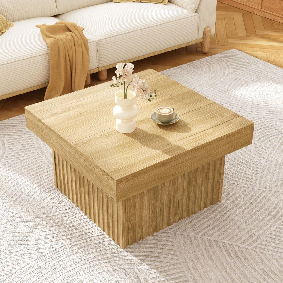COUCHTISCH 79/79/46 cm aus MDF und Spanplatte, pflegeleicht und vielseitig, Natur - Naturfarben, Holzwerkstoff (79/79/46cm) - Redom