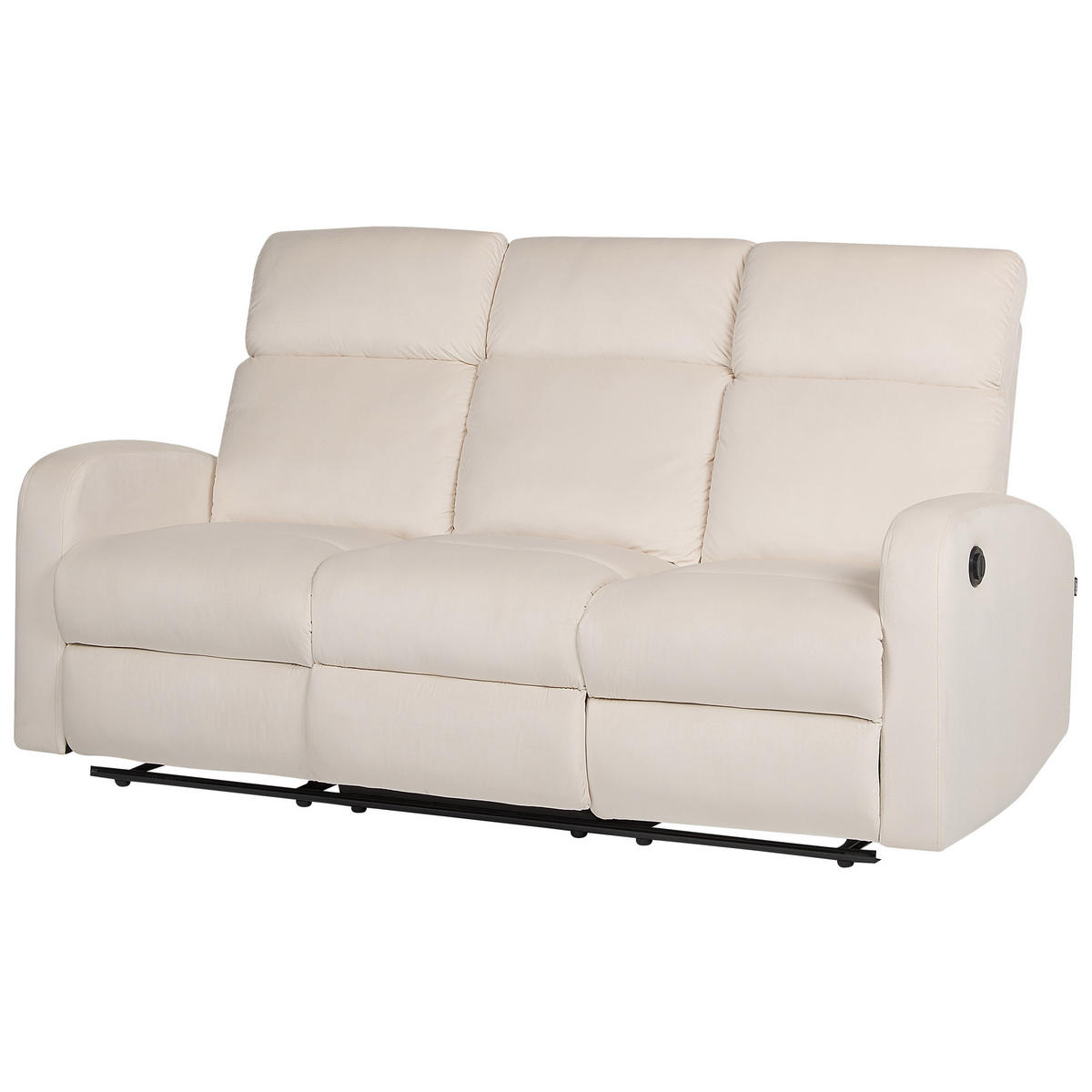 3-SITZER-SOFA Samtstoff creme elektrisch verstellbar Verdal - Weiß, Textil (180/102/73cm) - Beliani