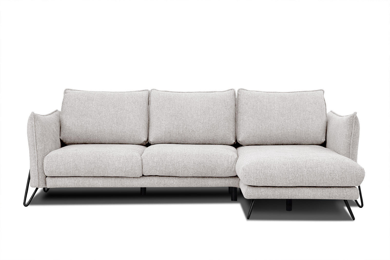 ECKSOFA HOSTEN 4-Sitzer, creme - Creme/Schwarz, Holzwerkstoff/Textil (269/158cm) - Courtois Laville