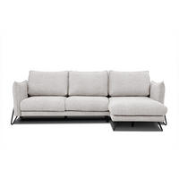 ECKSOFA HOSTEN 4-Sitzer, creme - Creme/Schwarz, Holzwerkstoff/Textil (269/158cm) - Courtois Laville