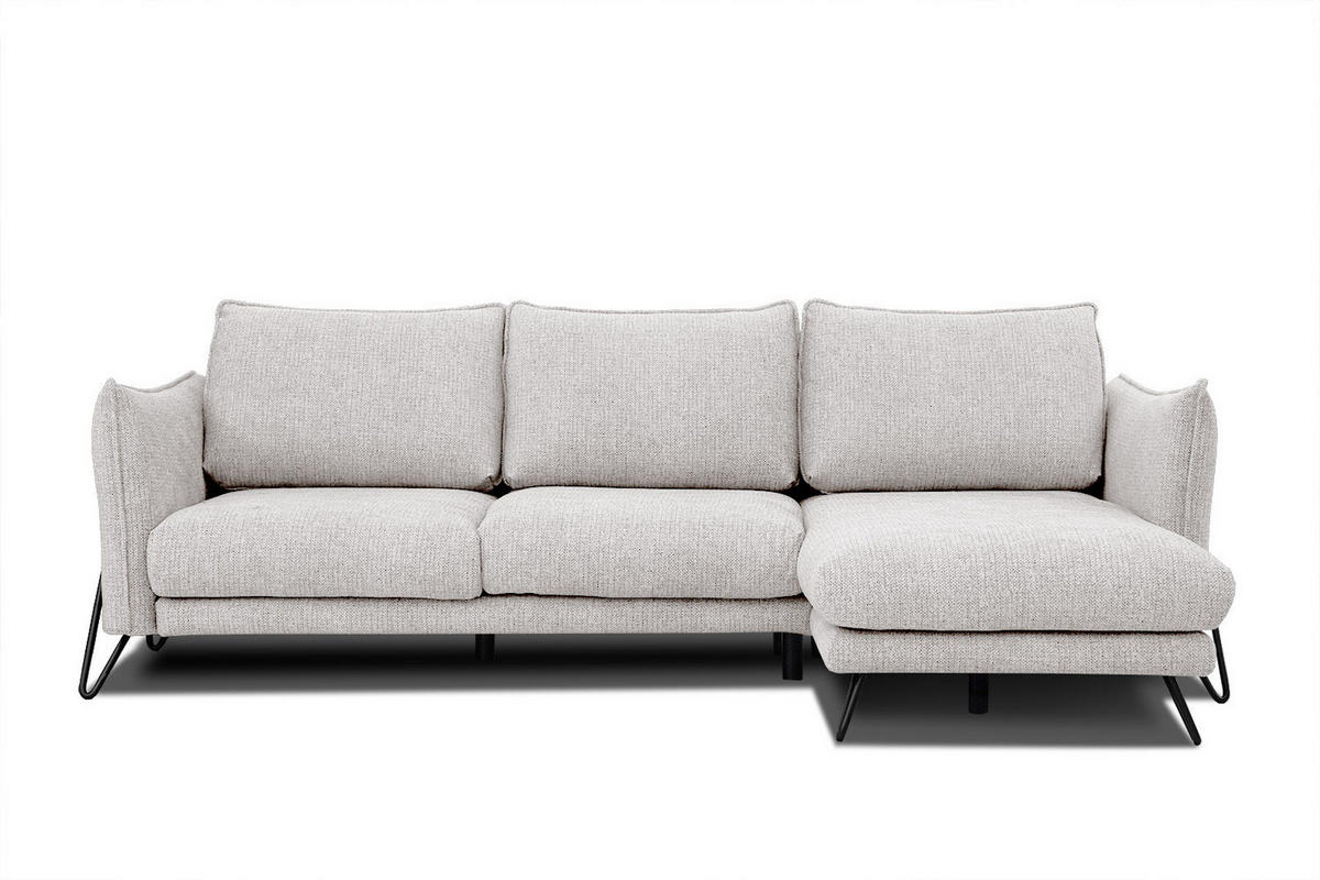 ECKSOFA HOSTEN 4-Sitzer, creme - Creme/Schwarz, Holzwerkstoff/Textil (269/158cm) - Courtois Laville