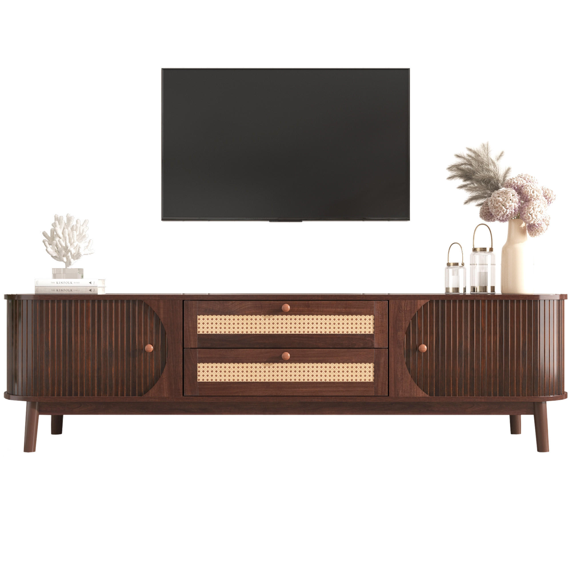 TV-SCHRANK mit Türen und Schubladen 170 cm MDF Natural - Braun, Holzwerkstoff (39.5/46/170cm) - Beauniv