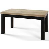 ESSZIMMERTISCH CLASSIC, ausziehbarer Tisch 120-160X80X78 cm, Farbe: HALIFAX, mit Holzbeinen in Farbe Schwarz - Schwarz/Naturfarben, Holzwerkstoff (120/80/78cm) - Alpi-Möbel