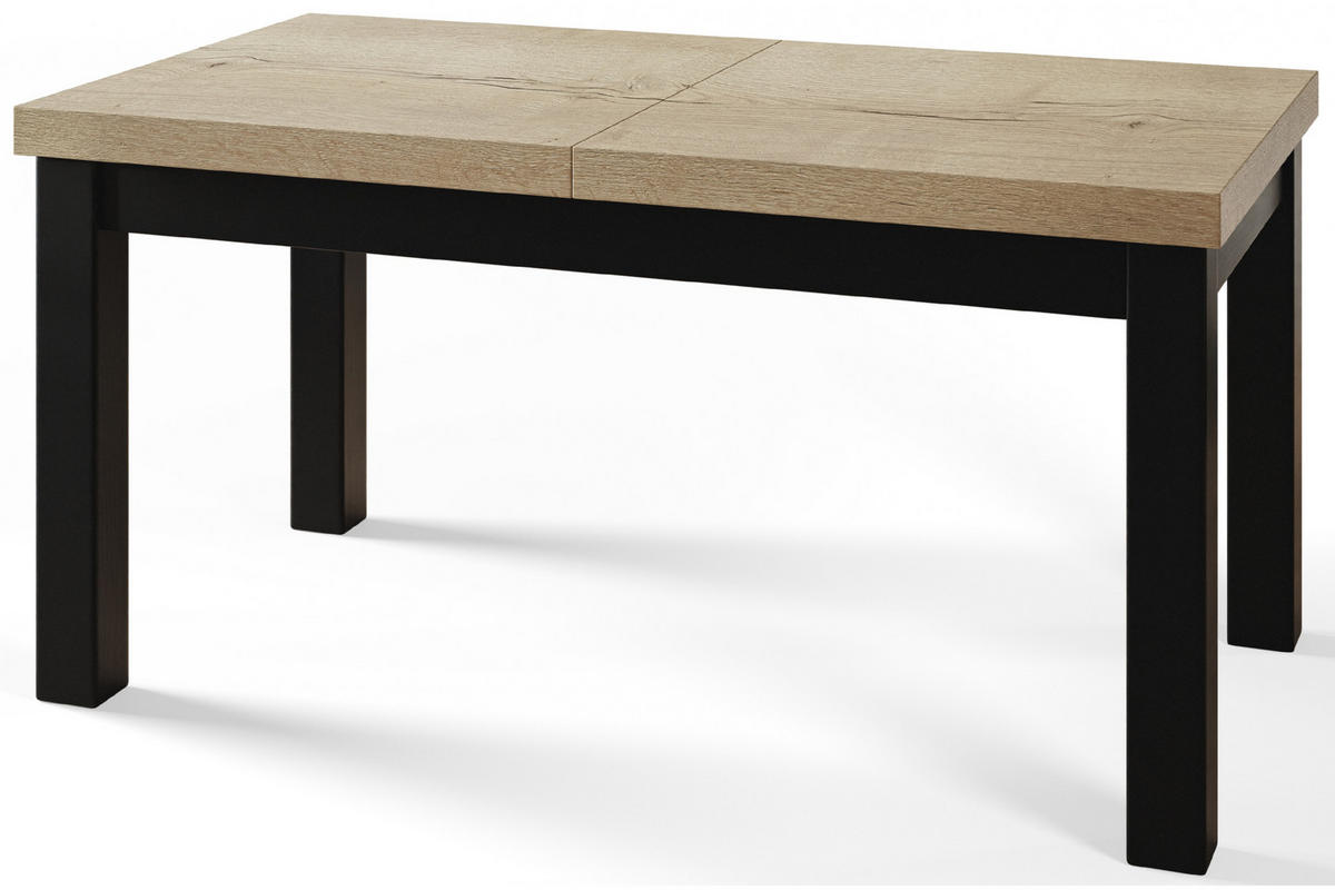 ESSZIMMERTISCH CLASSIC, ausziehbarer Tisch 120-160X80X78 cm, Farbe: HALIFAX, mit Holzbeinen in Farbe Schwarz - Schwarz/Naturfarben, Holzwerkstoff (120/80/78cm) - Alpi-Möbel