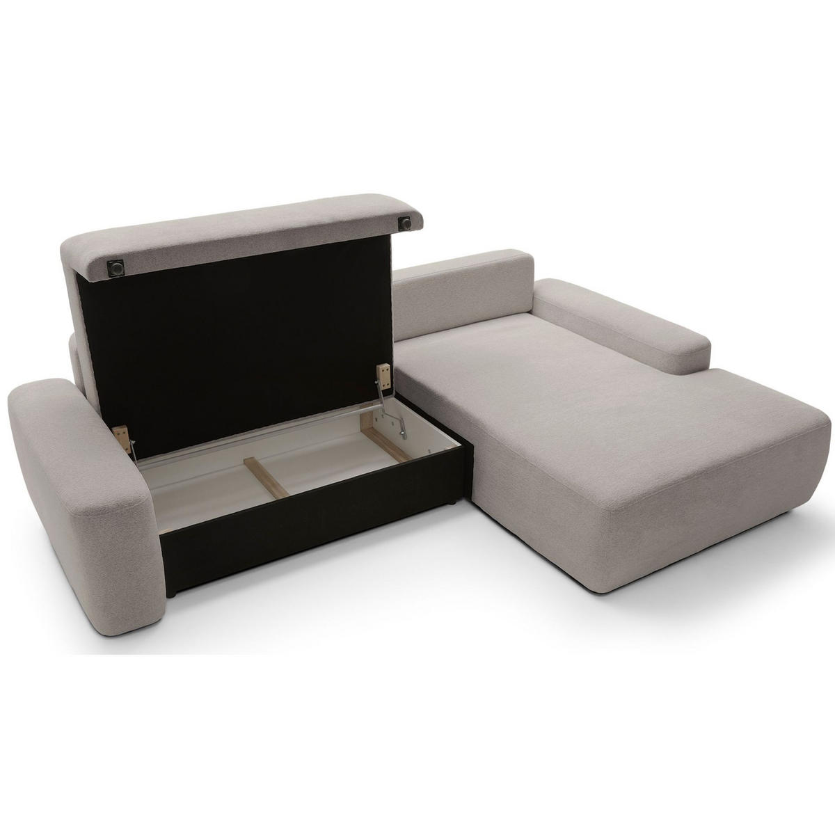ECKSOFA Baleo Greige Chenille-Bezug - Taupe/Schwarz, Kunststoff/Textil (264/162cm) - Selsey