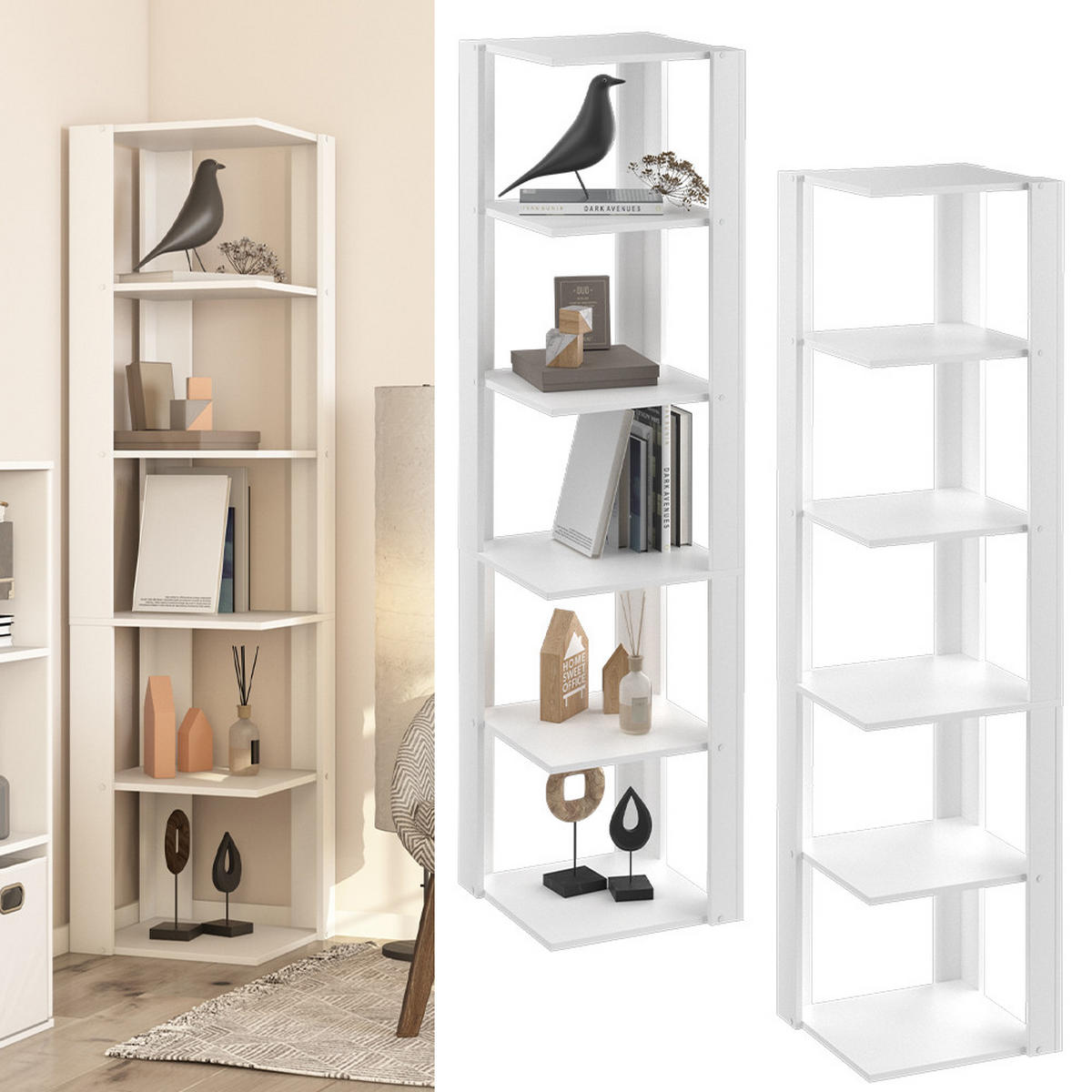 ECKREGAL Amina Weiß 45 x 180 cm - Weiß, Holzwerkstoff (45/180/45cm) - Vicco