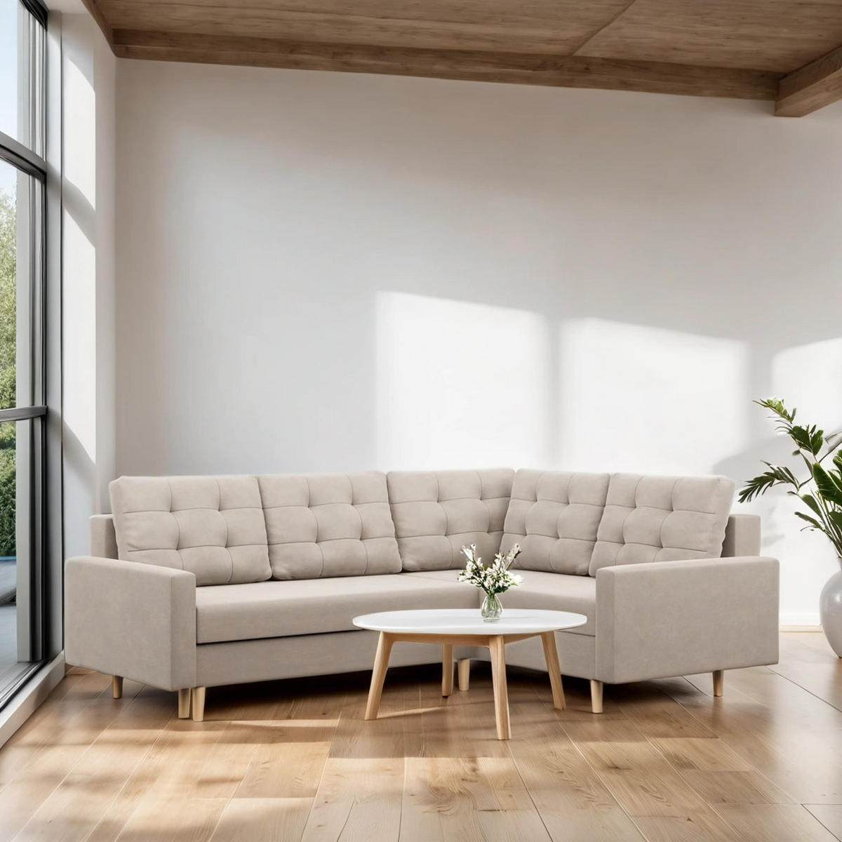 ECKSOFA Blank rechts beige - Beige, Textil (223/172cm) - SIMKAM Furniture