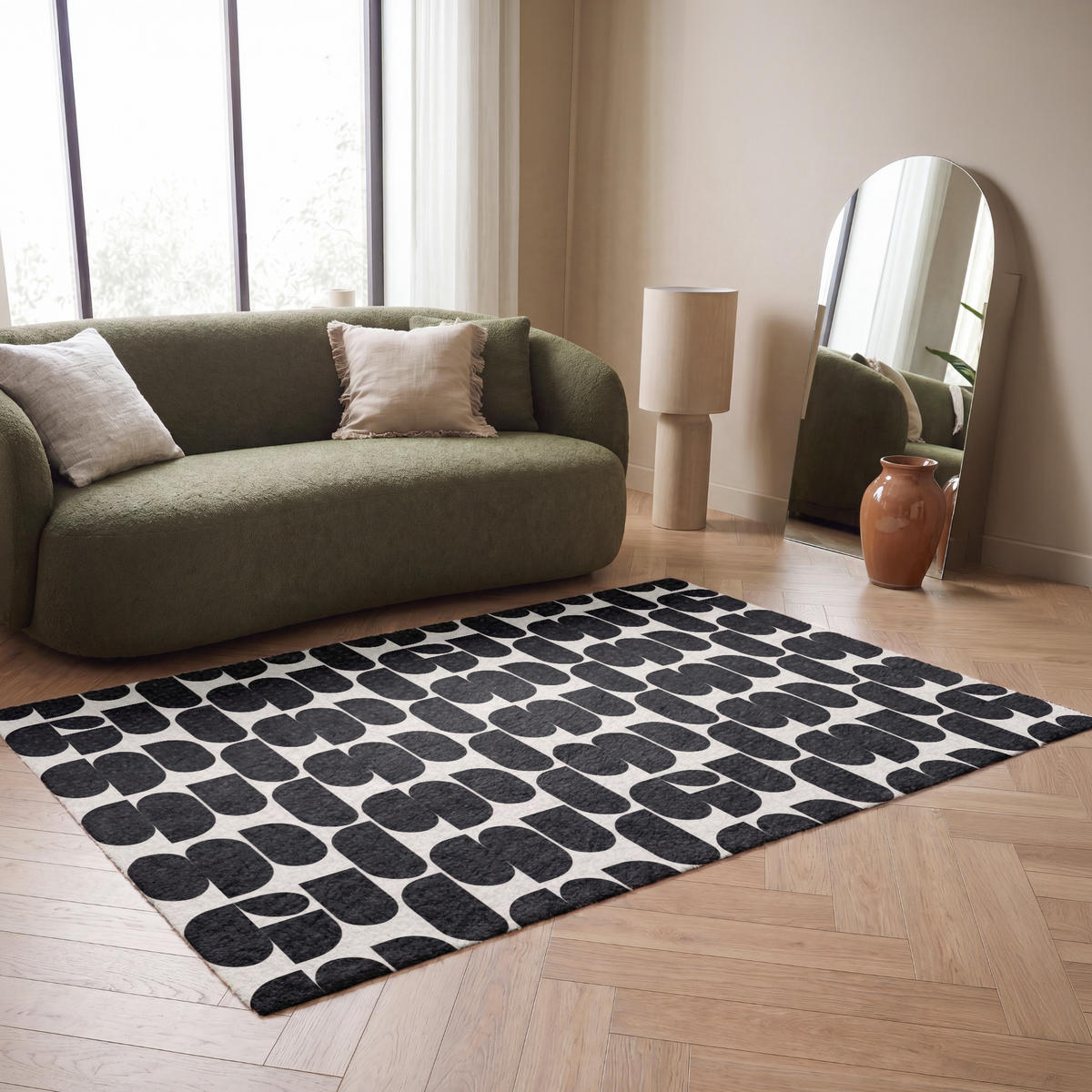 KOBERCE - Moderné - vzorované - čierne - 180x120 cm - čierna, textil/plast (180/0.4cm) - OnlyWow