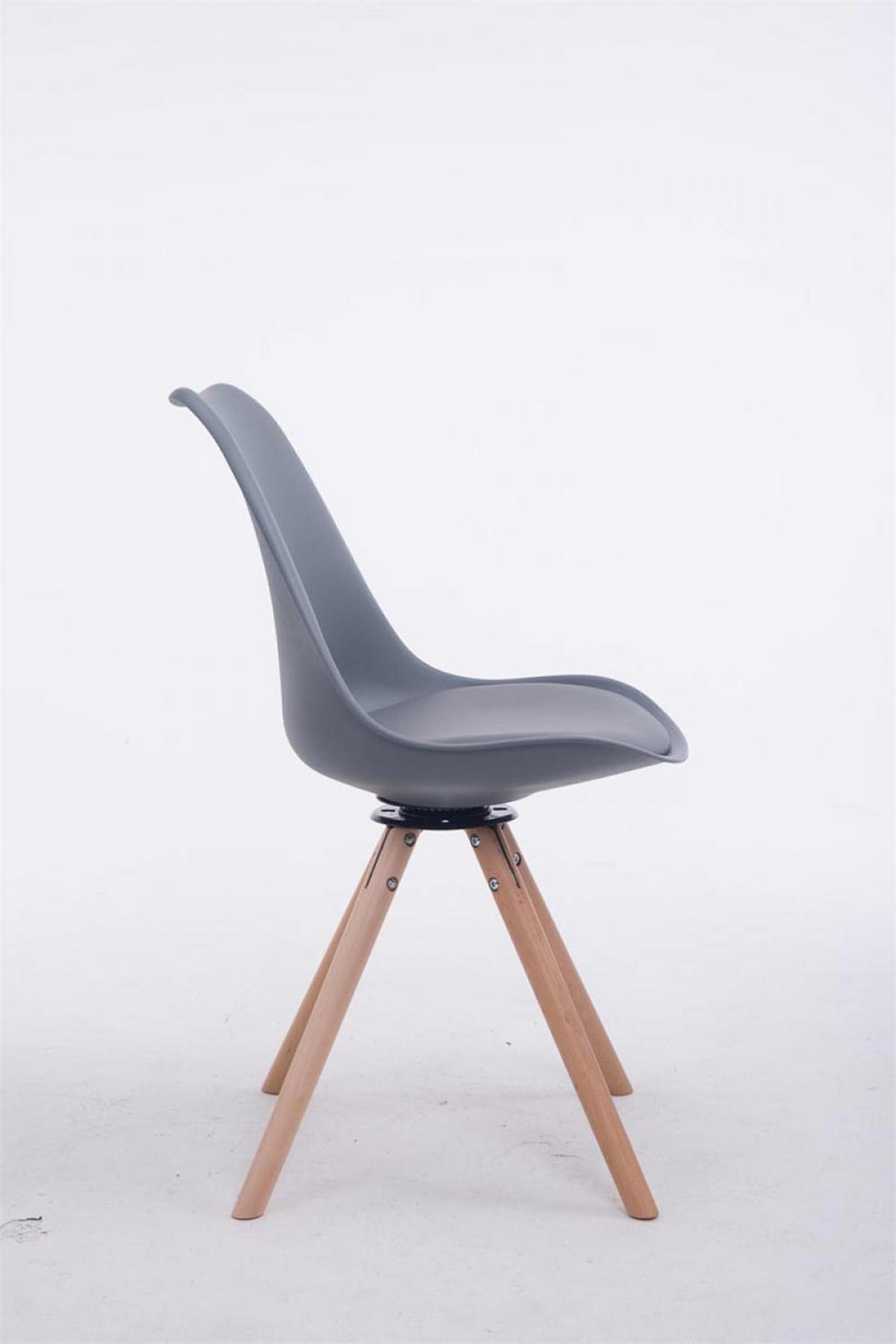 STUHL Lederlook grau - Eukalyptusholzfarben/Grau, Holz/Textil (48/84/56cm) - CLP