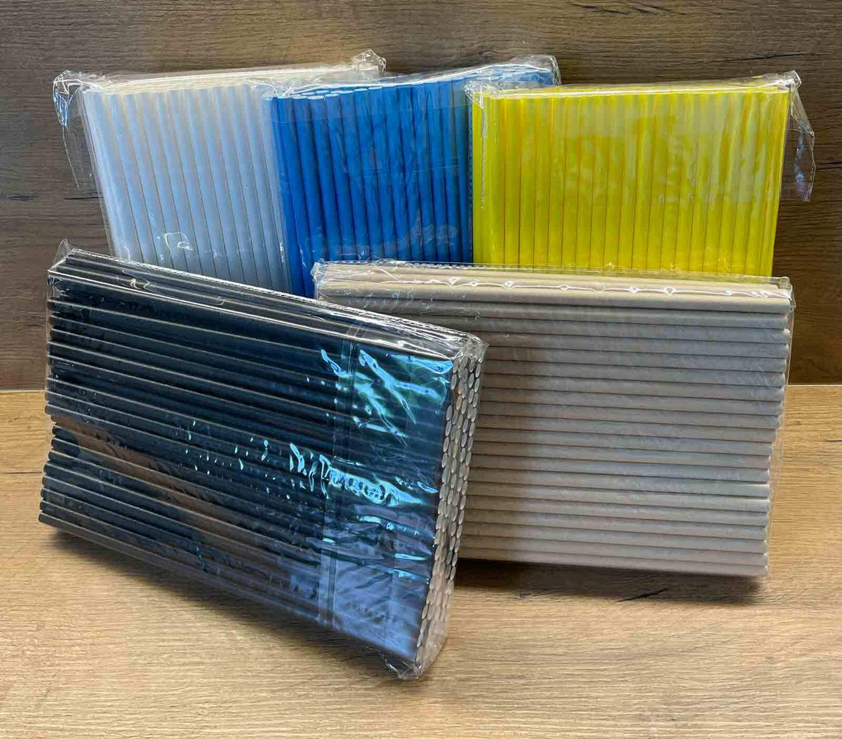 PAPIER-TRINKHALME Jumbo Schwarz 20 cm 100er Set - Schwarz, Papier (0.8/25cm) - LUXENTU