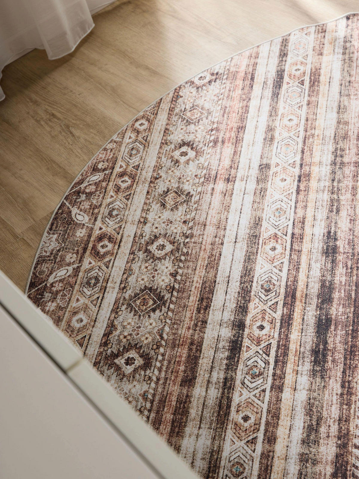 VINTAGE-TEPPICH George waschbar ø 160 cm rund - Braun, Kunststoff (160/160cm) - benuta