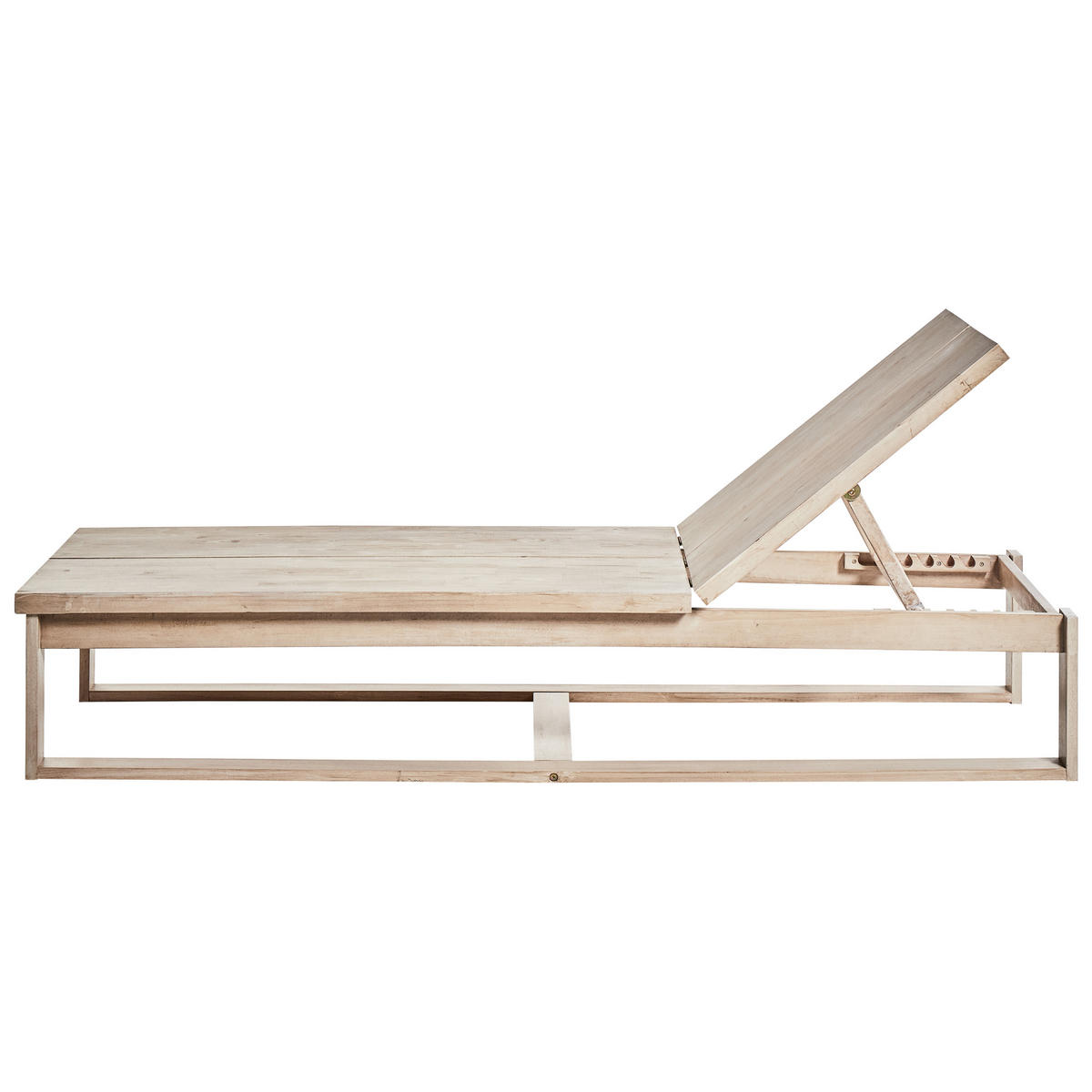 GARTENLIEGE 2er Set Heller Holzfarbton Azzanello - Hellbraun/Weiß, Holz (65/85/187cm) - Beliani