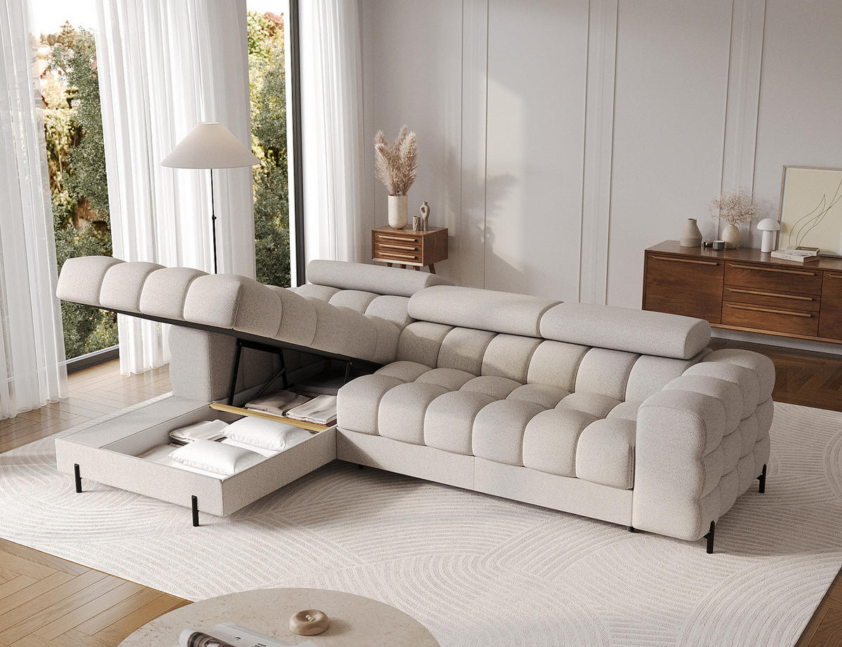 ECKSOFA Neviro L - Beige (Royal 18) - Beige, Holzwerkstoff (285/181cm) - Möblo