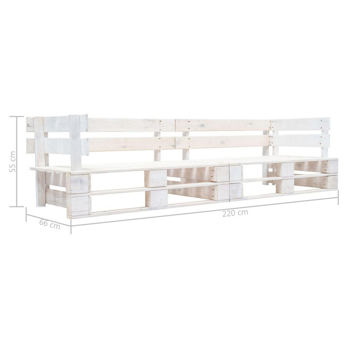 GARTEN-PALETTENSOFA 2-Sitzer Weiß Holz - Weiß, Holz (220/55/66cm)