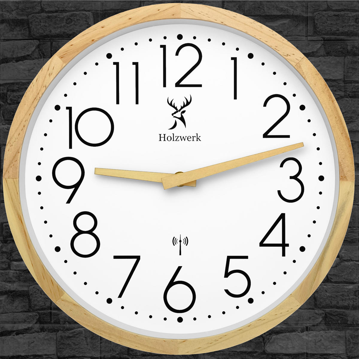 WANDUHR Holz Designer NIENBURG (FUNK) Loft Wand Uhr, beige, weiß - Beige/Schwarz, Glas/Holz (30/30/4.2cm) - Holzwerk