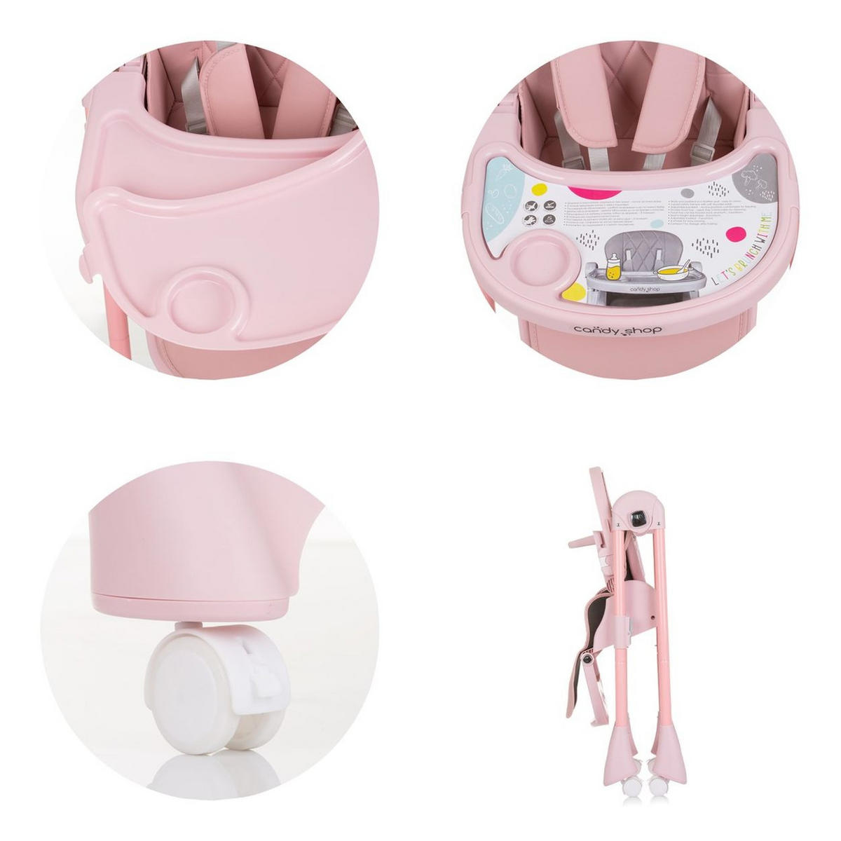 HOCHSTUHL Candy Shop rosa 4 Räder, verstellbar, Fußstütze, faltbar - Rosa, Kunststoff (49/96/83cm) - Chipolino