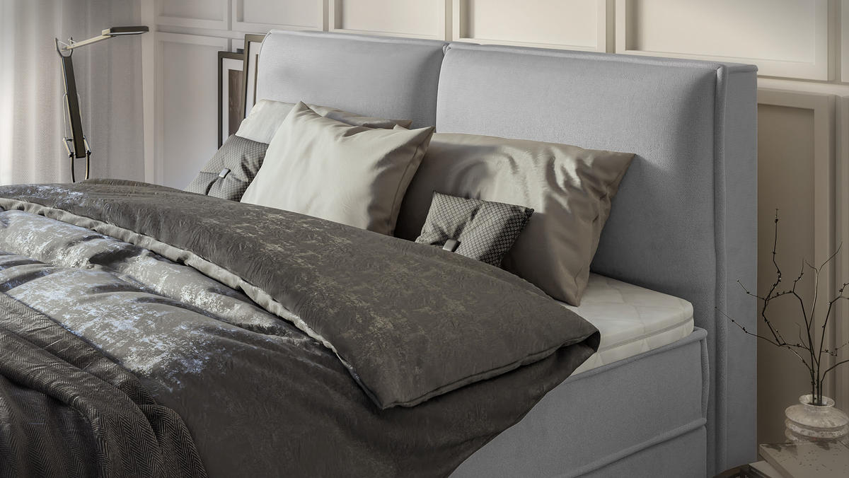 BOXBETT Eclipse 180/200 cm Grau Luxusmicrofaser - Schwarz/Grau, Holz/Kunststoff (180/200cm) - S-Style Möbel