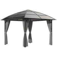 PAVILION MIT POLYCARBONATDACH DE-12584 3x3 m mit Seitenwänden Dunkelgrau - Dunkelgrau, Metall (305/270/305cm) - ComfortXL