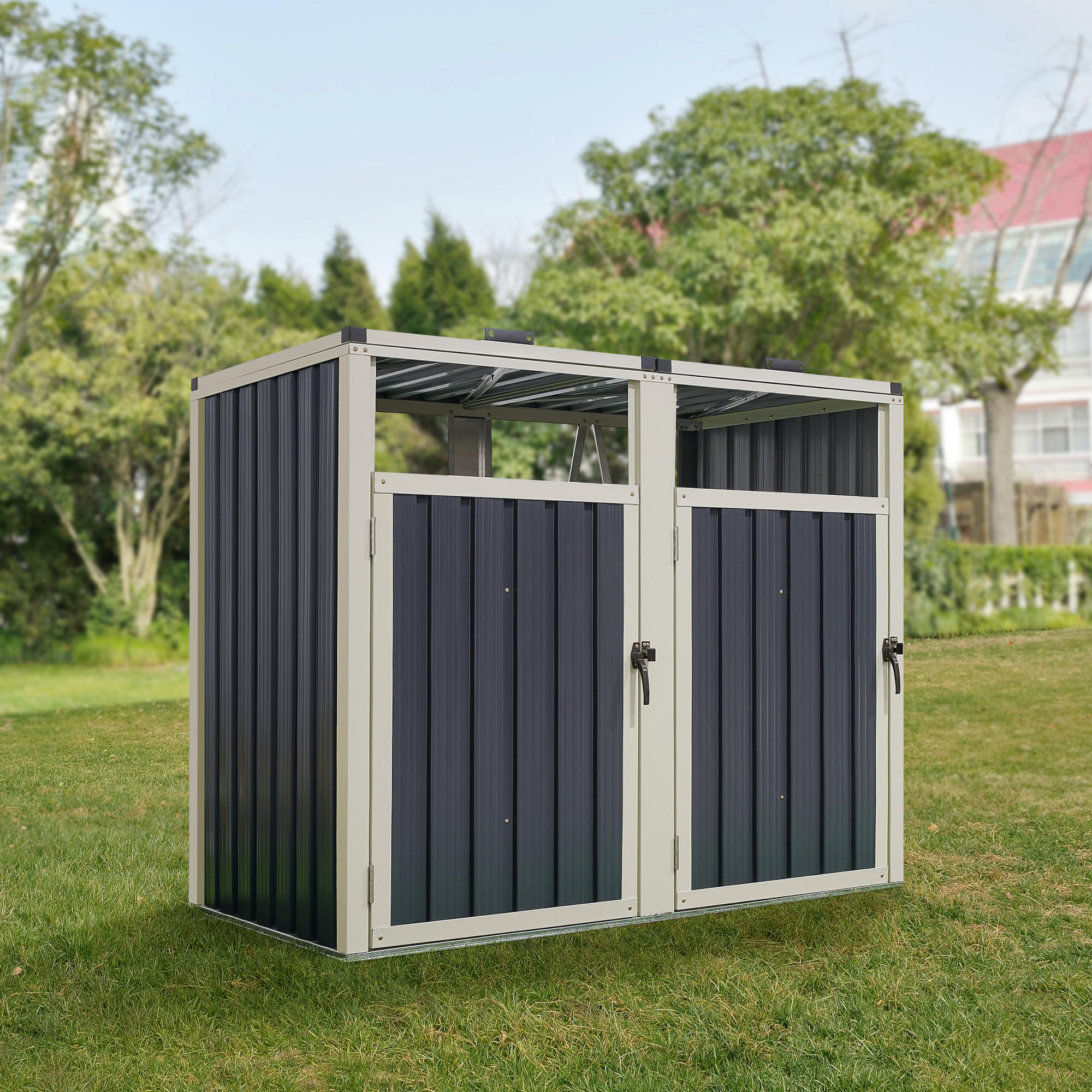 MÜLLTONNENBOX Tarbek - Anthrazit, Metall (146/121/82cm) - pro.tec
