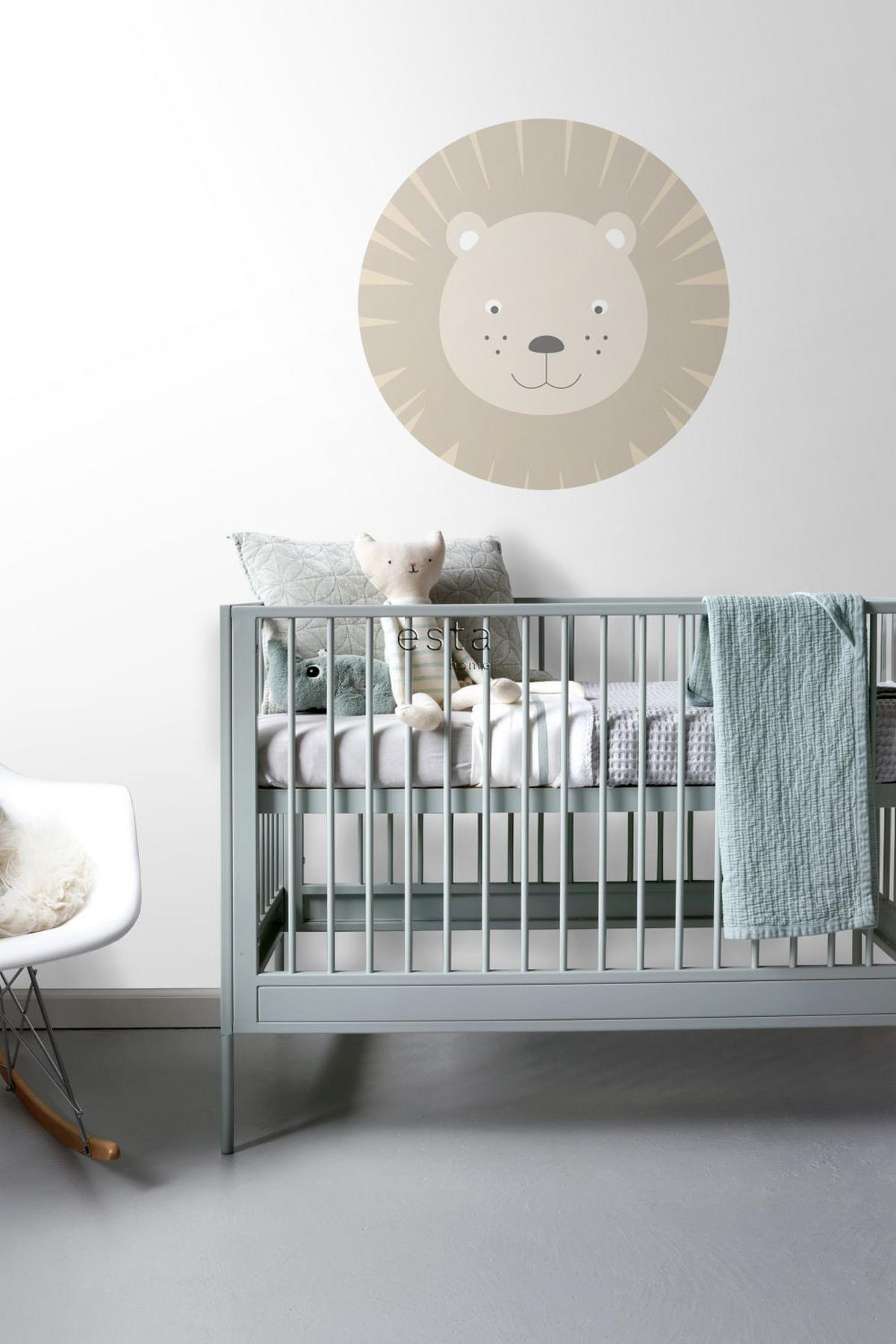 SELBSTKLEBENDE runde Tapete Tierköpfe Ø 70 cm - Beige, Papier (70/70/70cm) - ESTAhome