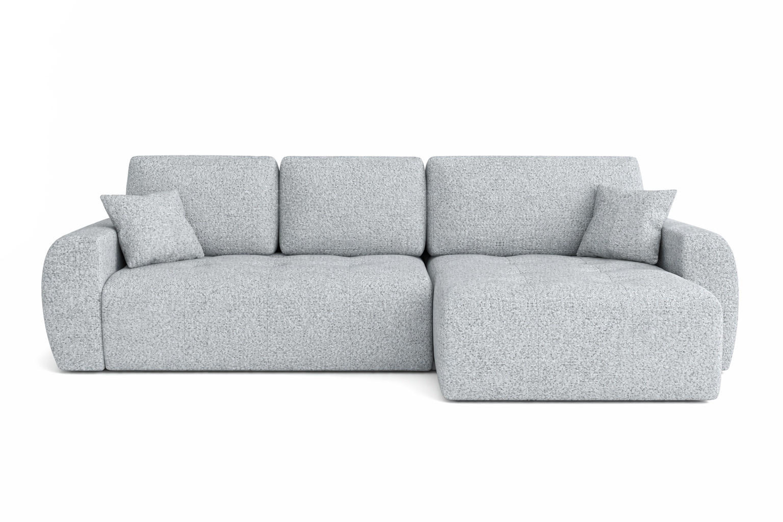 ECKSOFA Mit Schlaffunktion Und Bettkasten L-Form Ivo L, Chenille-Stoff Artico, Cement, Rechts - Hellgrau, Holz (250/142cm) - Kaiser Möbel
