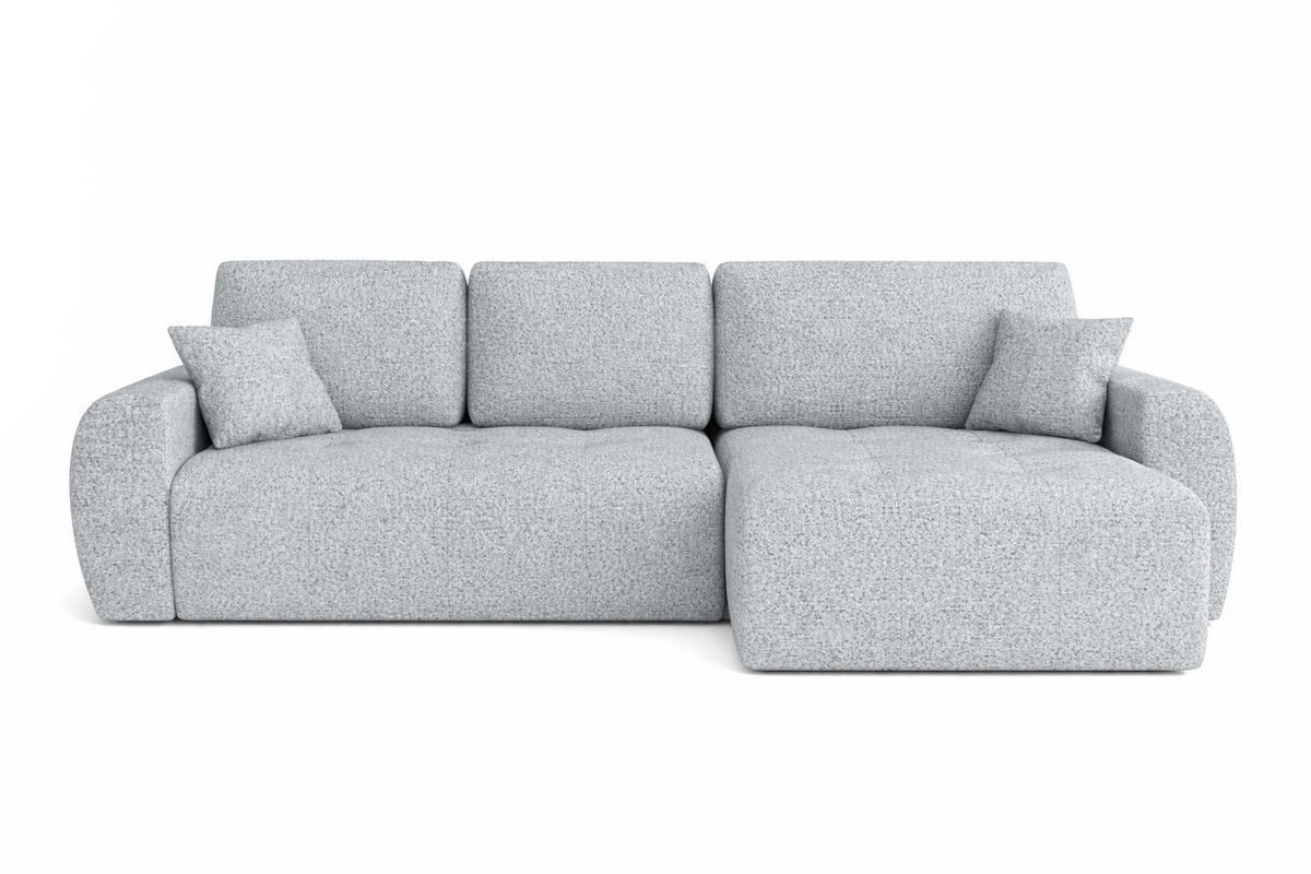 ECKSOFA Mit Schlaffunktion Und Bettkasten L-Form Ivo L, Chenille-Stoff Artico, Cement, Rechts - Hellgrau, Holz (250/142cm) - Kaiser Möbel