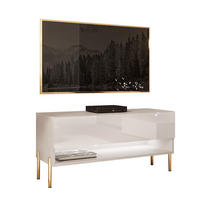 LOWBOARD TV-Schrank CALANTE 90 cm auf geraden goldenen Chrom-Beinen - Beige/Goldfarben, Holzwerkstoff/Metall (90/44/35cm) - Lookway