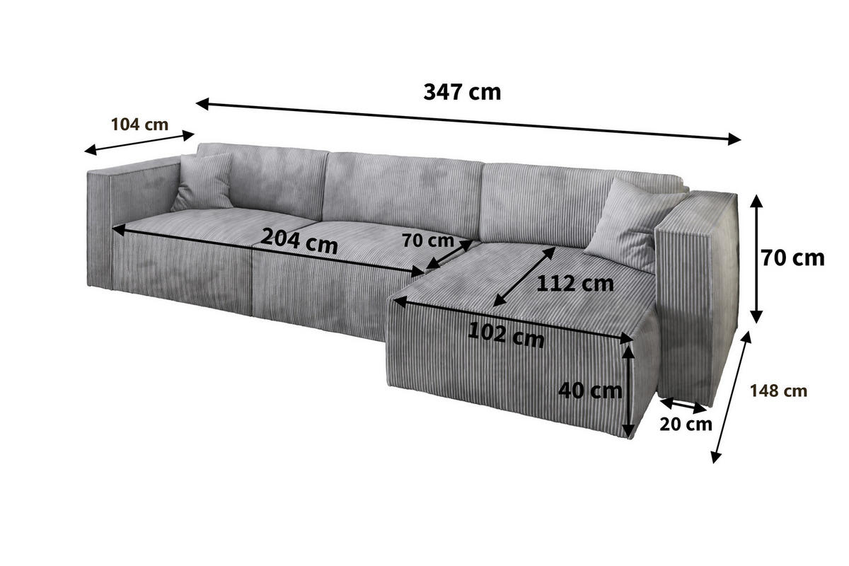 ROHOVÁ SEDAČKA TOLMO béžová - šedá/béžová, dřevo/textil (347/148cm) - MASSENO