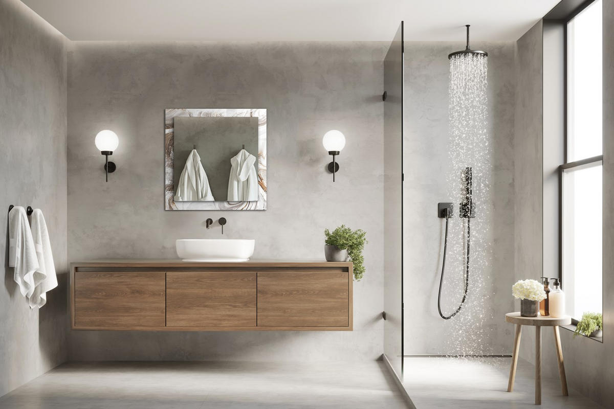 SPIEGEL 60 x 60 cm Rechteckig mit Aufdruck - Beige, Glas (60/60/0.4cm) - TULUP