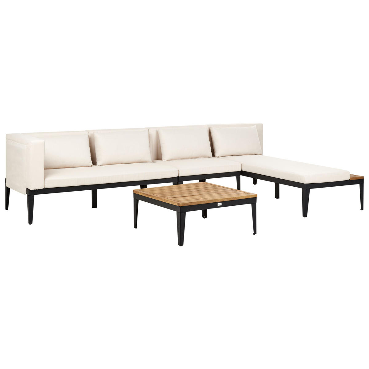 LOUNGE-SET 4-Sitzer Beige Bracciano - Hellbraun/Beige, Holz - Beliani