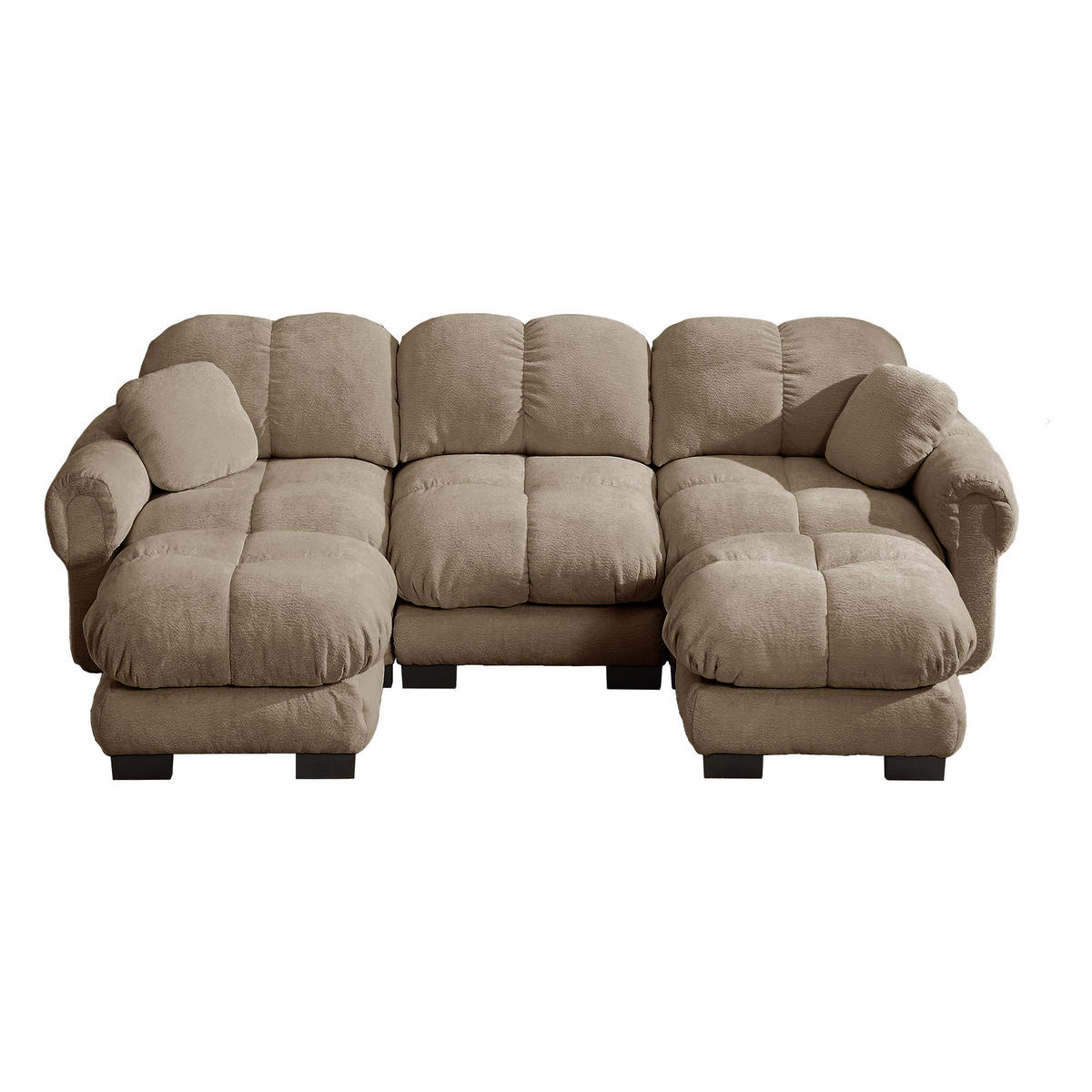 WOHNLANDSCHAFT DE-34384 U-Form mit Ottoman und Steppdesign Braun - Braun, Textil (149/90/260cm) - ComfortXL
