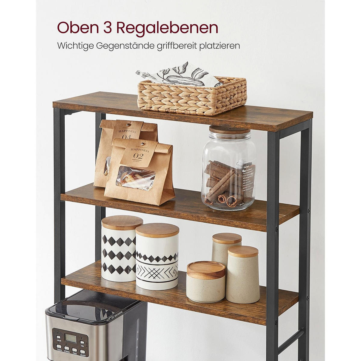 KÜCHENREGAL STOCKHOLM - Braun, Metall (60/167/40cm) - Hansiro