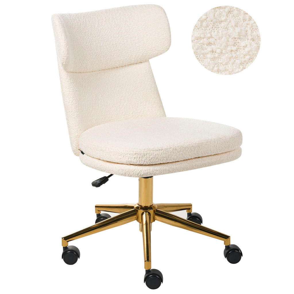 SCAUN DE BIROU bouclé alb crem Granby