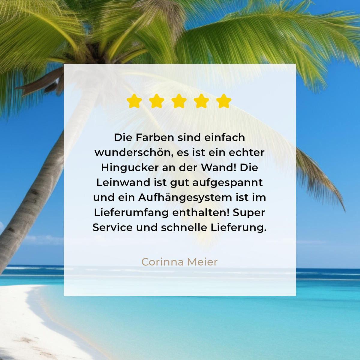 LEINWANDBILD Strand - Palme - Tropisch - Meer 90x90 cm - Grün, Textil (90/90cm) - MuchoWow