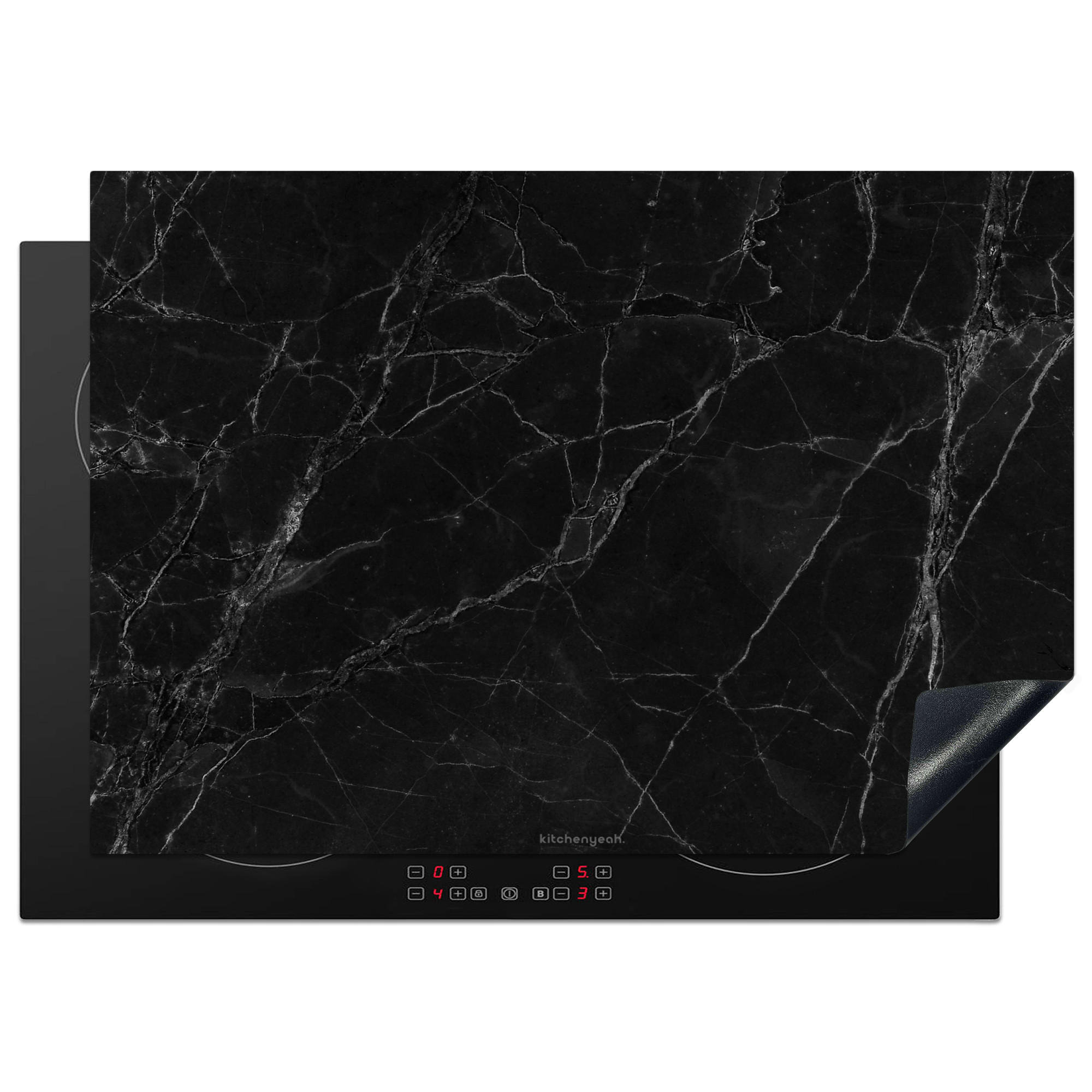 HERDABDECKPLATTE Schwarz - Marmor 75x52 cm - Schwarz, Kunststoff (75/0.2/52cm) - MuchoWow