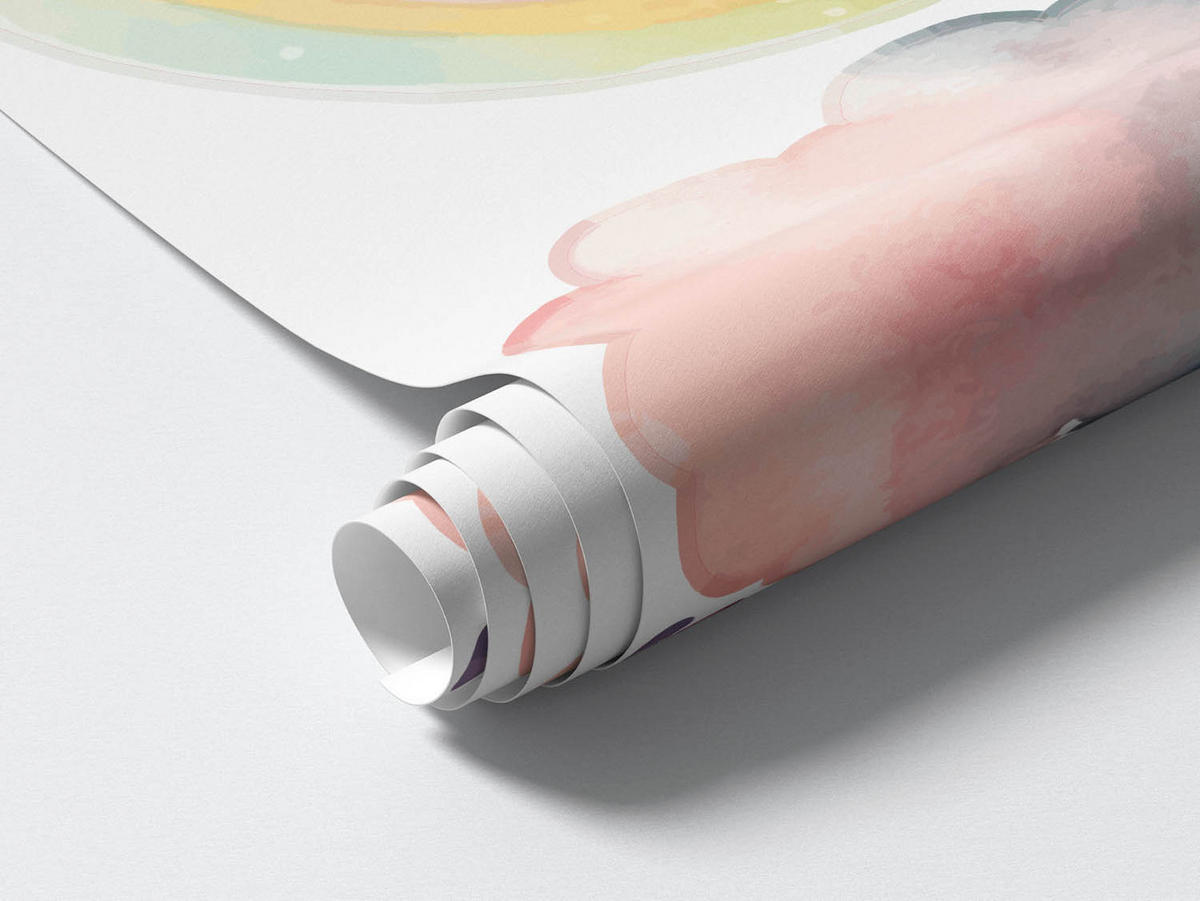 WANDAUFKLEBER 60x80cm - Niedliche Häschen am Himmel - Multicolor, Kunststoff (60/80/0.1cm) - Wallfluent