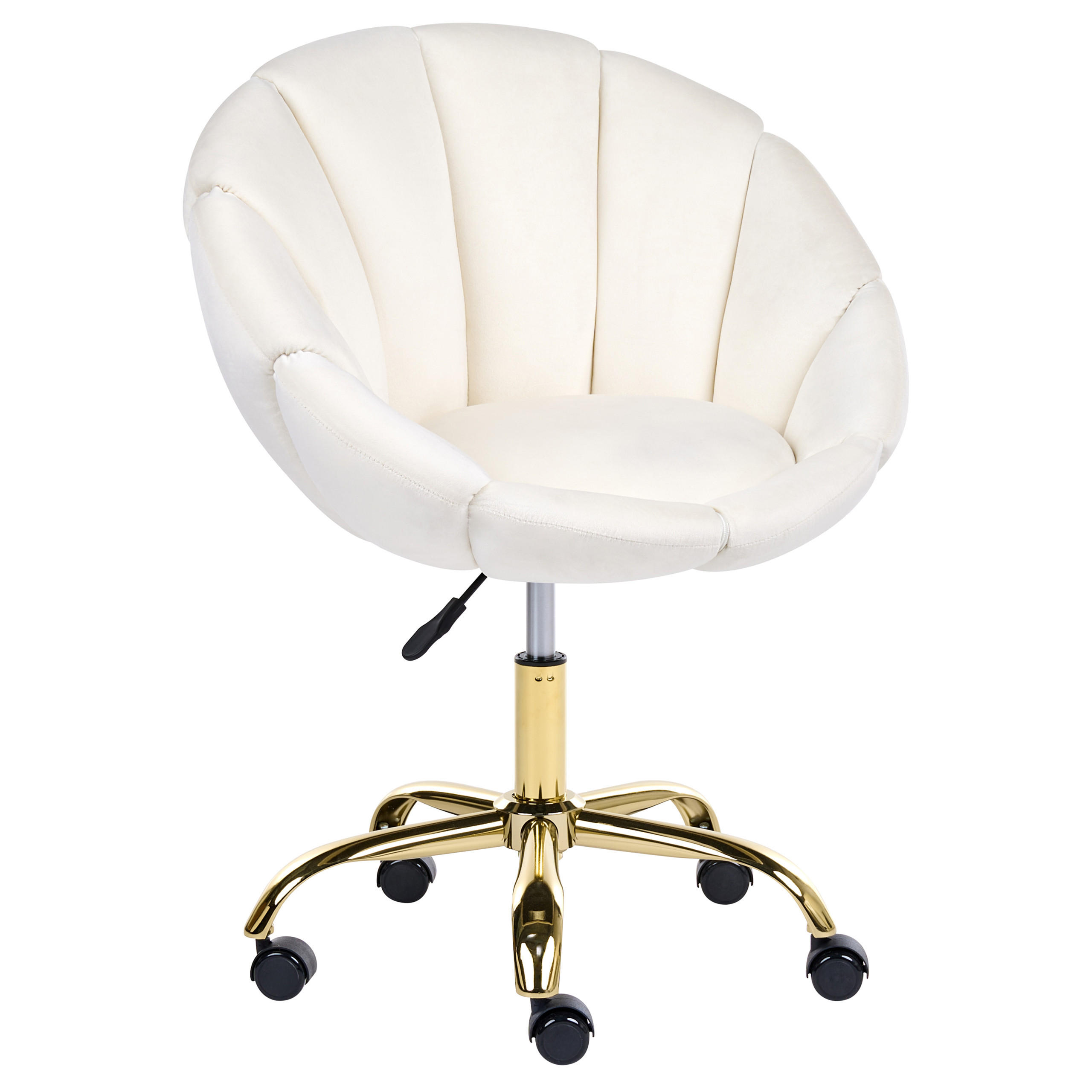 SCHREIBTISCHSTUHL Samtstoff Cremeweiß Annabelle - Creme, Textil (66/81/39cm) - Beliani