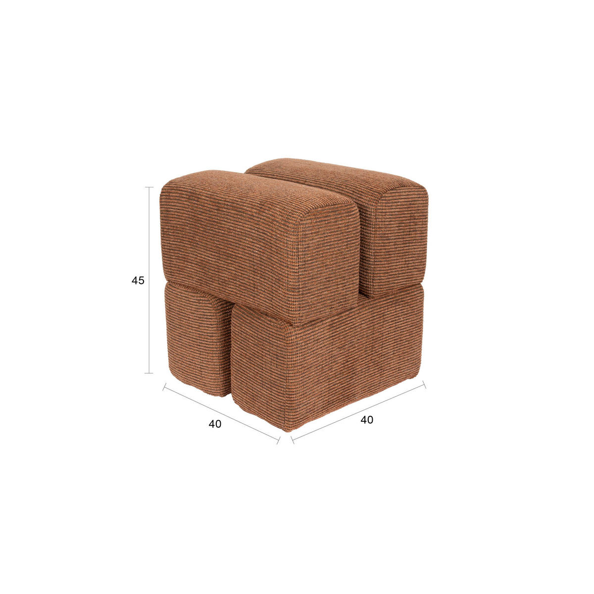 SITZHOCKER Staple Pouf/ Orange - Terracotta/Orange, Kunststoff (40/45/40cm) - Housecraft Living