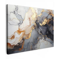 LEINWANDBILD Marmor - Schwarz - Gold - Weiß Wandbilder 80x60 cm - Dunkelgrau, Textil (80/60cm) - MuchoWow