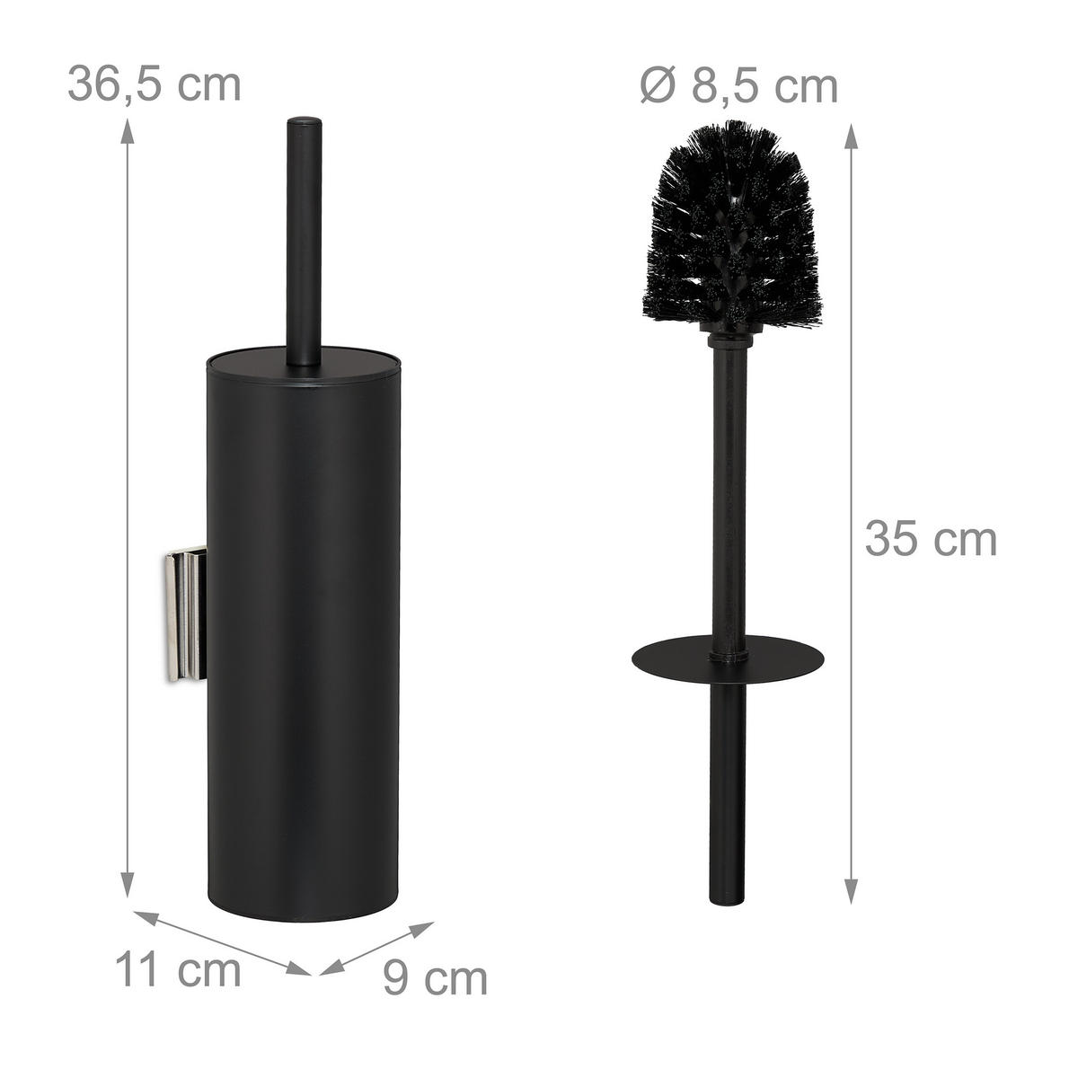 TOILETTENBÜRSTE - Schwarz, Kunststoff/Metall (9/36.5/11cm) - Relaxdays