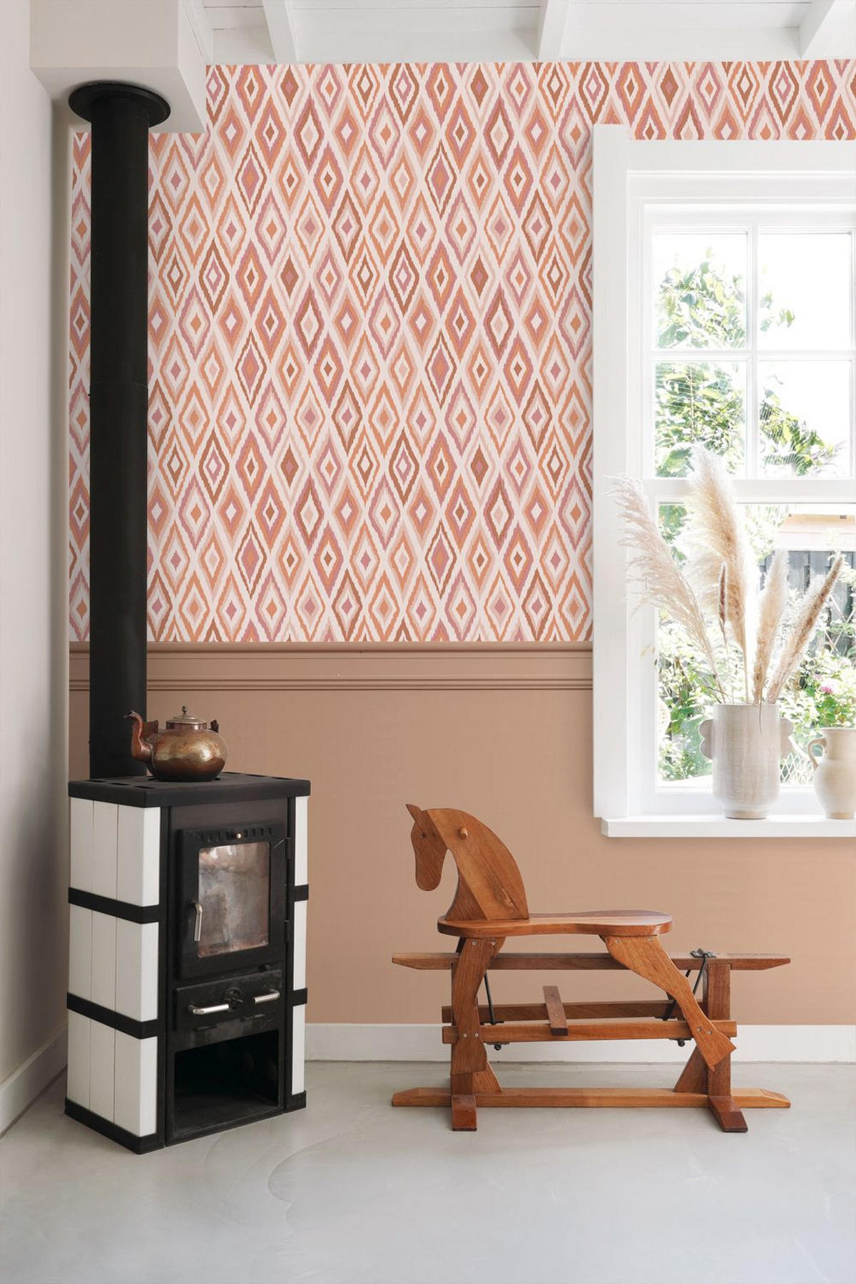 TAPETE Karomuster 50 x 900 cm - Terracotta, Papier (50/900cm) - ESTAhome