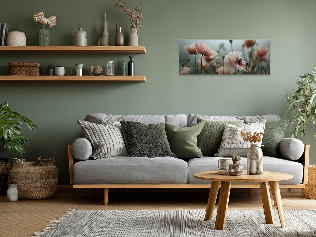 GLASBILD 80x30 cm Mohnblüten rosa Pastell - Beige, Glas (80/30cm) - artissimo