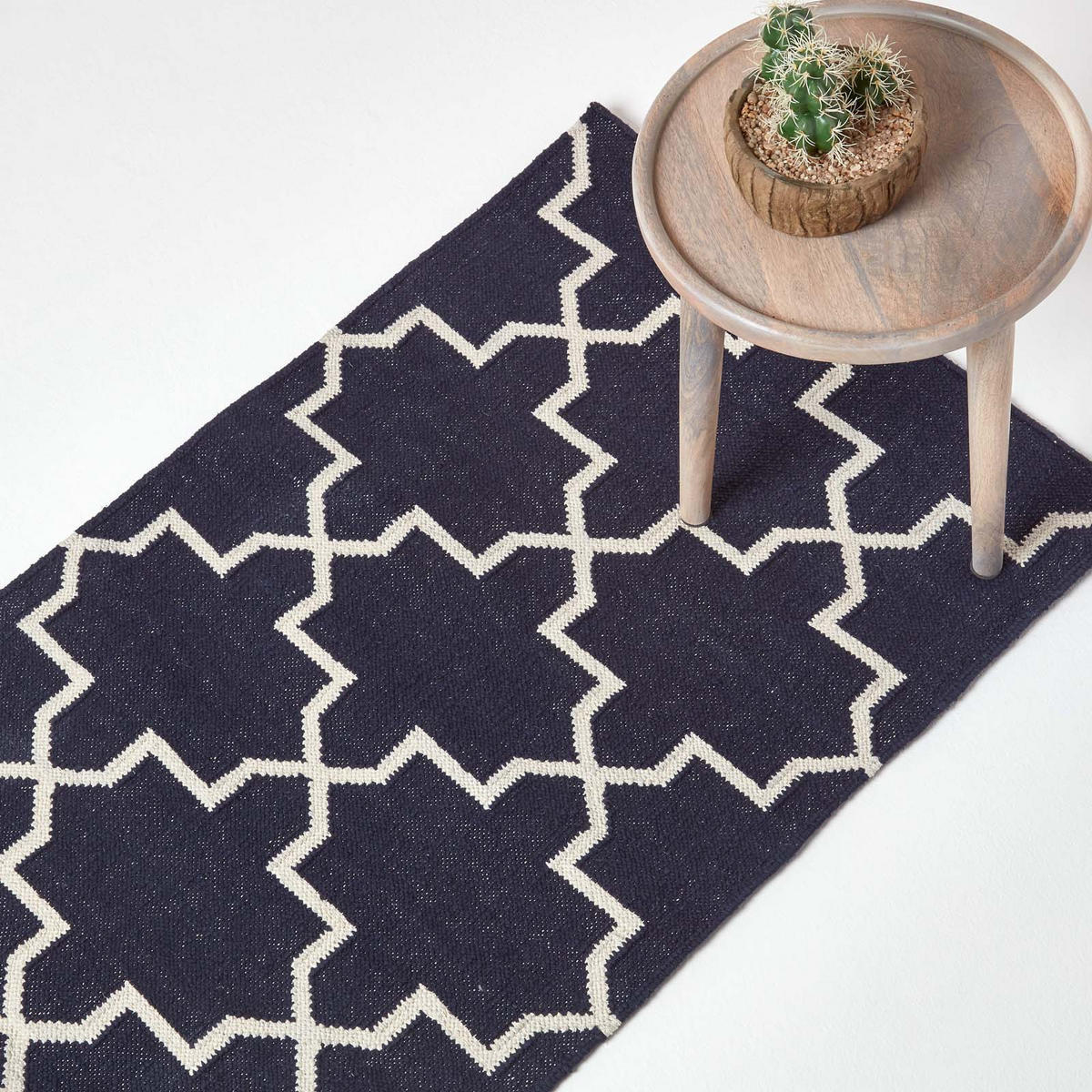 KELIM-TEPPICHLÄUFER Edmonton handgewebt 66/200 cm - Dunkelblau, Textil (66/200cm) - Homescapes