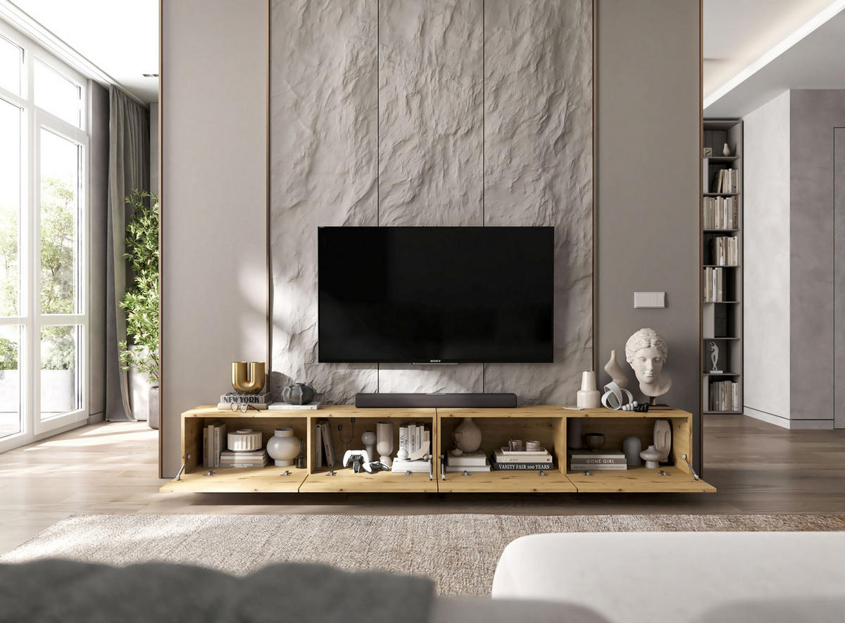 TV-LOWBOARD 2-er Set Enjoy Eiche Artisan Matt Loft 120 cm - Eiche Artisan, Holzwerkstoff (240/37/35cm) - Meble Lindner
