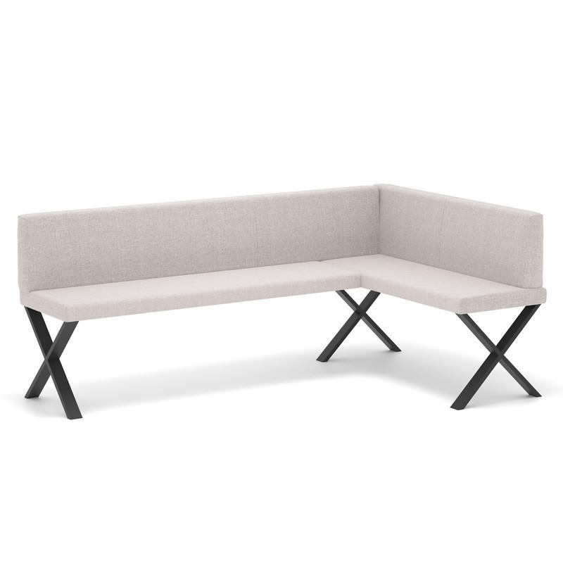 ECKBANK rechts VERO X Webstoff glatt, 168/128 cm Beige - Beige, Textil/Metall (128/168cm) - Idohome