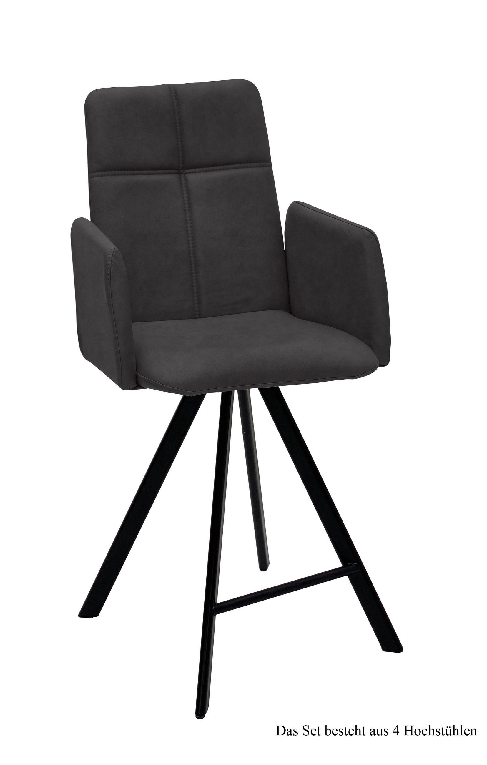 THEKENSTUHL drehbar (4er-Set) Despina 52x109x60 Schwarz/Anthrazit - Anthrazit/Schwarz, Kunststoff (60/109/52cm) - 58aufmkessel